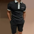 thumbnail image 1 of Men's Short Sleeve Polo Shirt & Shorts set Summer Two Piece Outfits Pockets zip Tracksuit Casual Athletic Sports, 1 of 1