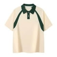 thumbnail image 1 of Men's Short Sleeve Polo Shirt V Neck Knit Top Casual Ribbed Shirt Loose Pullover, 1 of 6