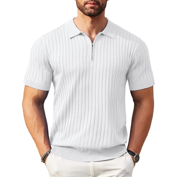 Men's Short Sleeve Polo Shirts 1/4 Zip Up Collared Shirts Casual Basic Lightweight Polo Sweatshirt Solid Color Short Sleeve Tee Shirt,Green 2XL