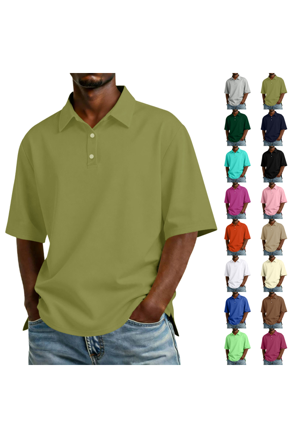 Men's Short Sleeve Polo Shirts Quick Dry Performance Golf Shirts Lightweight Breathable Collared Work Shirt Army Green 3XL
