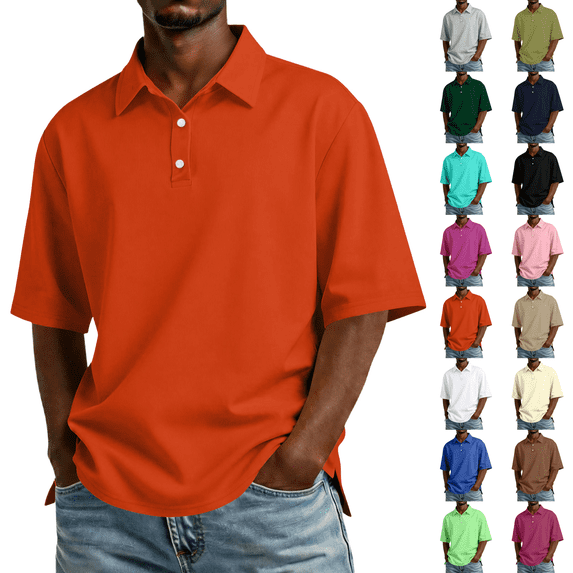 Men's Short Sleeve Polo Shirts Quick Dry Performance Golf Shirts Lightweight Breathable Collared Work Shirt Vermilion S