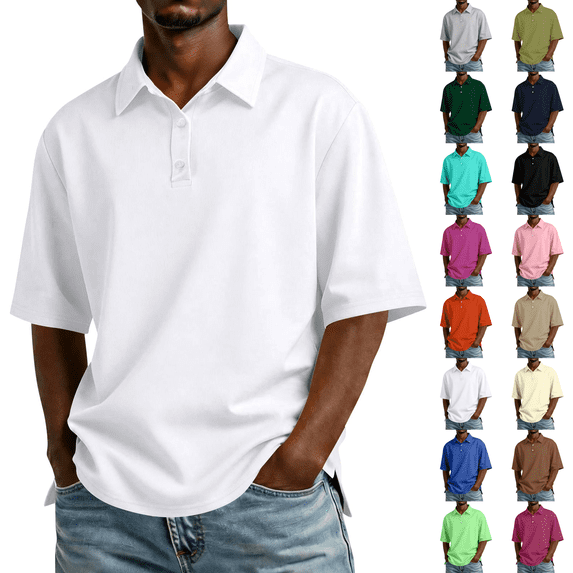 Men's Short Sleeve Polo Shirts Quick Dry Performance Golf Shirts Lightweight Breathable Collared Work Shirt White XL