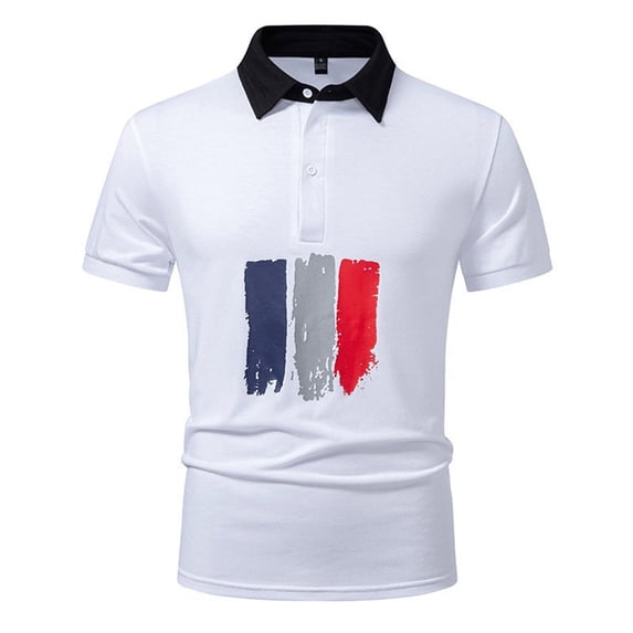 Men's Short Sleeve Polo Shirts Summer Patterned Collared Top
