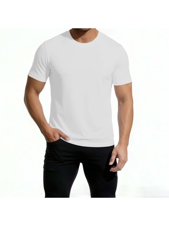 Men's Short Sleeve Post-Surgery Tees with Open Side Snaps, Casual Solid Color Crewneck Breathable T-Shirts, Soft Nylon Spandex Loungewear for Comfort