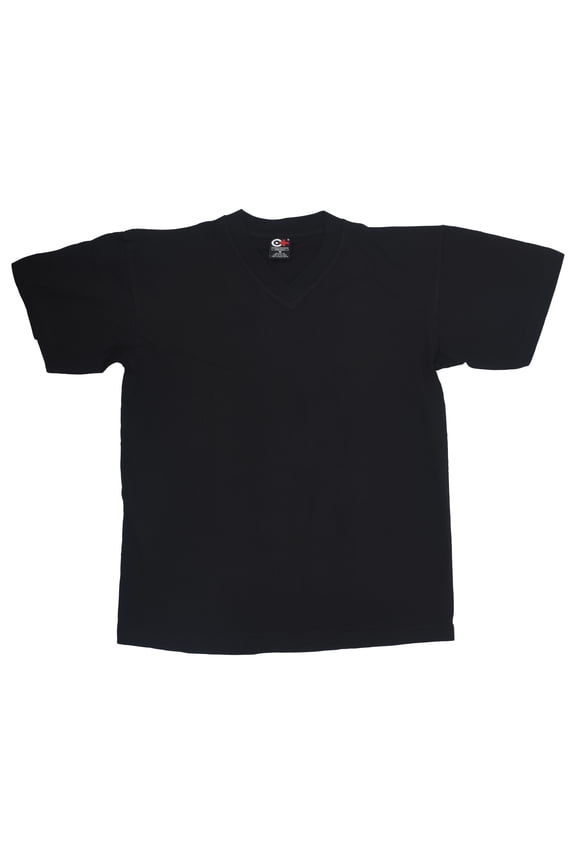 Men's Short Sleeve Premium Heavy Weight V-Neck 100% Cotton T-Shirt Big & Tall Sizes Available (3XL, Black, 1 Pack)