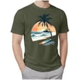 thumbnail image 1 of Men's Short Sleeve Printed Tee Palm Tree Vintage Casual Shirt Hawaiian Summer Beach T Shirts AG,M, 1 of 5
