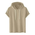 thumbnail image 1 of Men's Short Sleeve Pullover Hoodie Fashion Cropped Hooded Shirt Lightweight Cotton Blend Casual Streetwear, 1 of 7