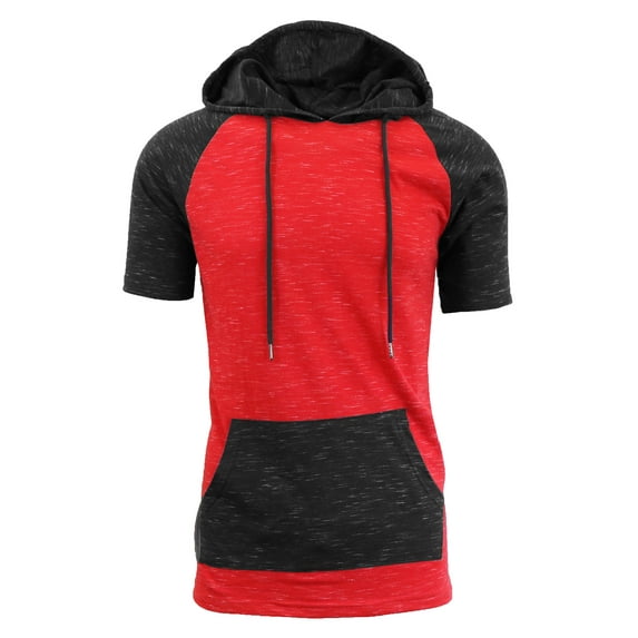 Men's Short Sleeve Pullover Hoodie With Kangaroo Pocket