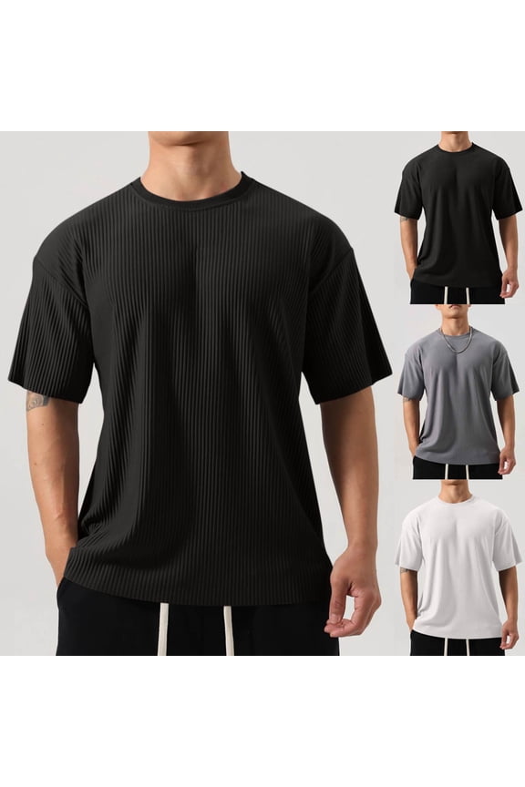 Men's Short Sleeve Pullover Shirt Nylon & Spandex Casual Round Neck Blouse Quick Dry Athletic Top Moisture Wicking for Training Workout Golf Hiking | Zenithor,Black XL