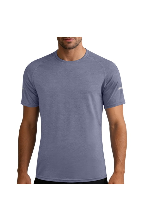 Men's Short Sleeve Quick Dry Workout Shirt - White Polyester Athletic T-Shirt for Gym, Running, Training Navy XXXL