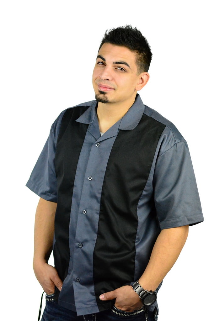 Men's Short Sleeve Retro Bowling Camp Shirt By Mato & Hash Black