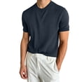thumbnail image 1 of Men's Short Sleeve Ribbed Knit Sweater T-Shirt Business Casual Crew Neck Pullover for Work to Weekend Old Money Style, 1 of 5