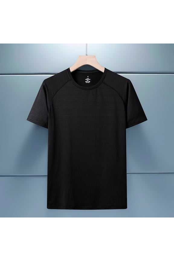 Men's Short Sleeve Round Neck Ice Silk Casual Sports Fitness Outdoor Sweat Wicking T Shirt Microfiber Tee Shirts for Men Men's Big and Tall Shirts Big and Tall T Shirts for Men 3xlt Men's T Shirts