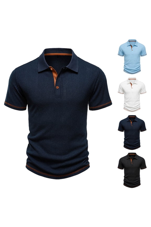 Men's Short Sleeve Round Neck Patchwork Button Casual Fashion T-Shirt Top Tee for Daily Streetwear Work Office Modern Essential Gift for Him | AESTIVO,White L