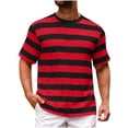 thumbnail image 1 of Men's Short Sleeve Round Neck T-Shirts Striped Blouse, 1 of 4