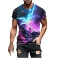 thumbnail image 1 of Men's Short Sleeve Round Neck Tops Starry Sky Print Casual and Comfortable for Summer Days Men Tee Shirts, 1 of 5