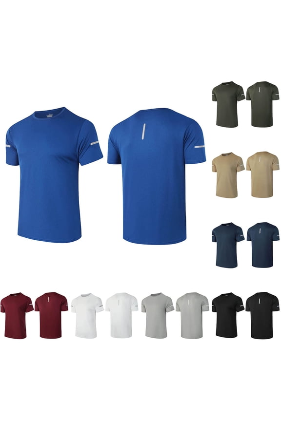 Men's Short Sleeve Running Fitness T-Shirt Round Neck Solid Color Athletic Top Quick Dry Moisture Wicking Workout Gym Training Casual Sportswear | AESTIVO,Army Green L