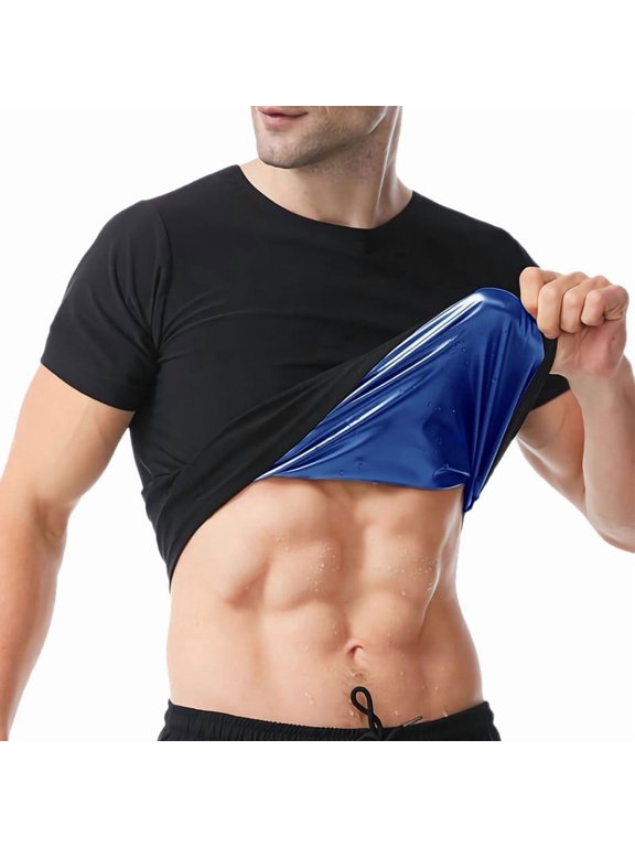 Men's Short Sleeve Sauna Shirt - Sweat Vest for Weight Loss, Gym & Fitness, Increases Sweat 10x, Windproof & Waterproof