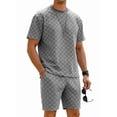 thumbnail image 1 of Men's Short Sleeve Set Suits 2 Piece Shirt Shorts Outfit for Summer Casual Gray S, 1 of 8