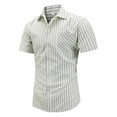 thumbnail image 1 of Men's Short Sleeve Shirt, Casual Button Down Blouse with Turndown Collar and Hood, Comfortable Plaid Patchwork T-Shirt for Daily Wear, 1 of 6