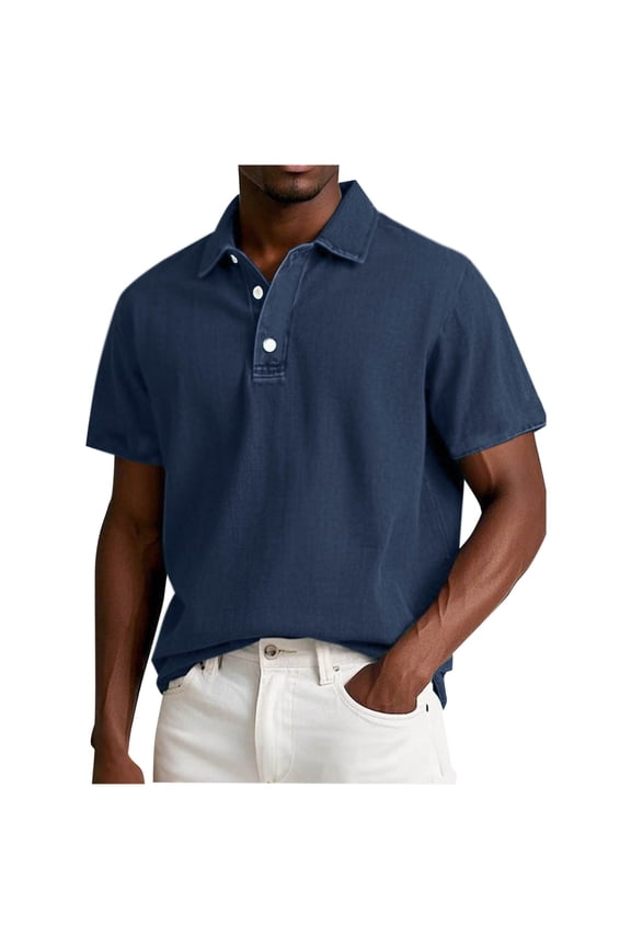 Men's Short Sleeve Shirt, Casual Button Down Lapel Shirt, Soft Rayon and Polyester Blend, Versatile Casual Wear