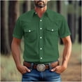 thumbnail image 1 of Men's Short Sleeve Shirt, Casual Button Down Shirt with Turn-Down Collar and Pocket, Soft Polyester Fabric, 1 of 6