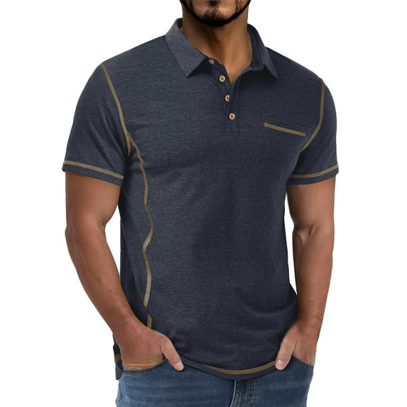 Men's Short Sleeve Shirt, Casual Button Down Shirt with Turndown Collar, Lightweight and Breathable Polyester Blend for Summer