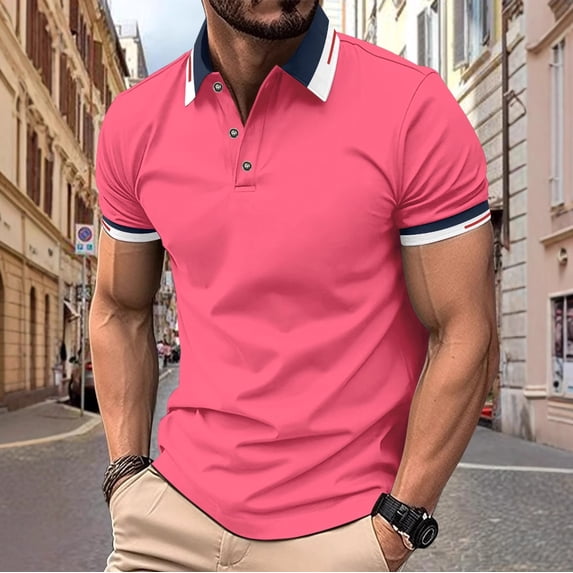 Men's Short Sleeve Shirt, Casual Button Up Lapel Top, Breathable Mesh Fabric for Summer, Office, and Vacation Wear