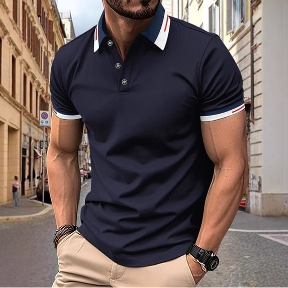 Men's Short Sleeve Shirt, Casual Button Up Lapel Top, Breathable Mesh Fabric for Summer, Office, and Vacation Wear