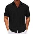 thumbnail image 1 of Men's Short Sleeve Shirt, Casual Button Up Shirt with Breathable Knit Fabric, Loose Fit Non-Iron Shirt for Summer, 1 of 5