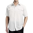 thumbnail image 1 of Men's Short Sleeve Shirt, Casual Cotton Button Down Shirt for Men, Solid Color Lapel Shirt, 1 of 8