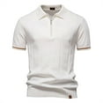 thumbnail image 1 of Men's Short Sleeve Shirt, Casual Knit Cotton Pullover with Turn-Down Collar for Spring and Summer, 1 of 8