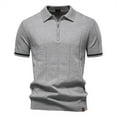thumbnail image 1 of Men's Short Sleeve Shirt, Casual Knit Cotton Pullover with Turn-Down Collar for Spring and Summer, 1 of 3