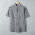 thumbnail image 1 of Men's Short Sleeve Shirt, Casual Stand Up Collar Button Down Pocket Shirt, Breathable Polyester Regular Fit for Daily Wear, 1 of 9
