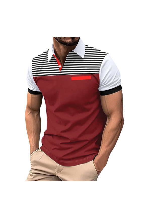Men's Short Sleeve Shirt, Casual Stripe Button Down Shirt, Lightweight Nylon Spandex Blend, Quick-Dry Travel Shirt