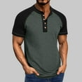 thumbnail image 1 of Men's Short Sleeve Shirt, Round Neck Button Front, Raglan Sleeve Casual Top, Breathable, 1 of 7