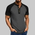 thumbnail image 1 of Men's Short Sleeve Shirt, Round Neck Button Front, Raglan Sleeve Casual Top, Breathable, 1 of 7