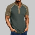 thumbnail image 1 of Men's Short Sleeve Shirt, Round Neck Button Front, Raglan Sleeve Casual Top, Breathable, 1 of 7