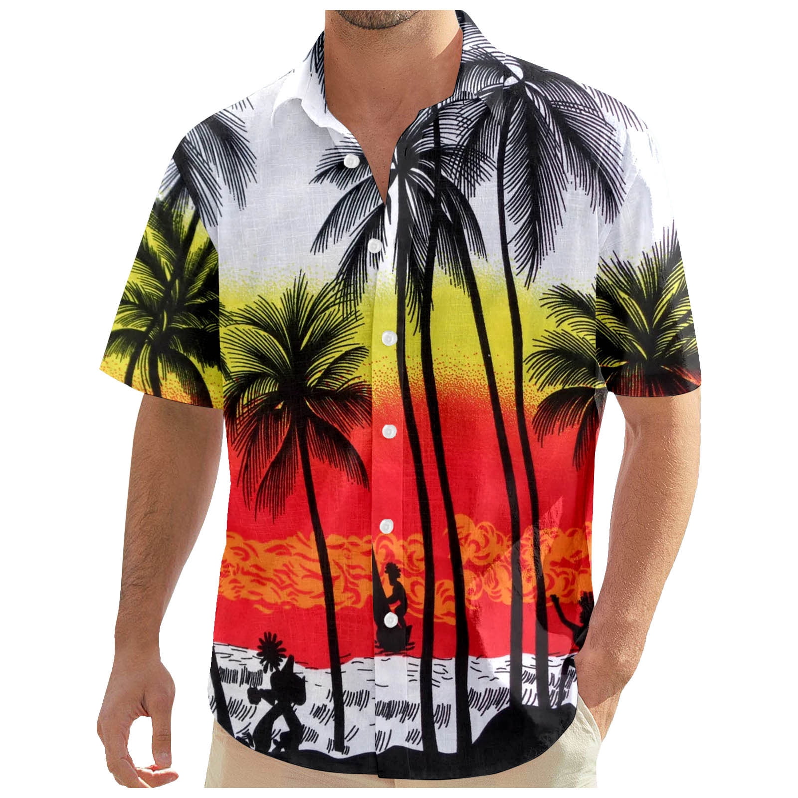 Men's Short Sleeve Shirt Summer Casual Floral Printing Hawaii Beach