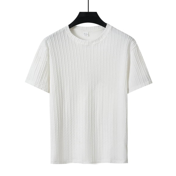 Men's Short Sleeve Shirts, Casual Breathable Jersey Knit Top, Lightweight Polyester Blend Round Neck Tee for Daily Wear