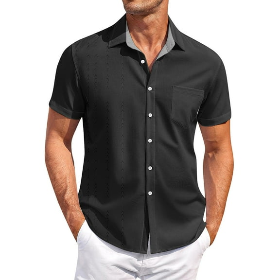 Men's Short Sleeve Shirts Casual Button-Down Shirt with Modern Arrow Print