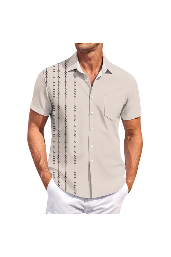 Men's Short Sleeve Shirts Casual Button-Down Shirt with Modern Arrow Print