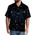 thumbnail image 1 of Men's Short Sleeve Shirts Casual Lightweight Button Down Shirts with Virgo Zodiac Sign Lucky Pattern Vacation Beach Summer -L, 1 of 5