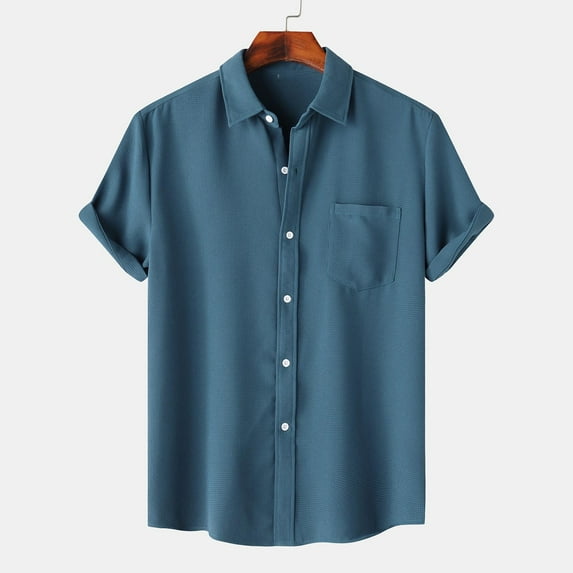 Men's Short Sleeve Shirts Casual Lightweight Turndown Collar Button Down Tops Tropical Holiday Beach Hawaiian Shirt for Men with Pocket
