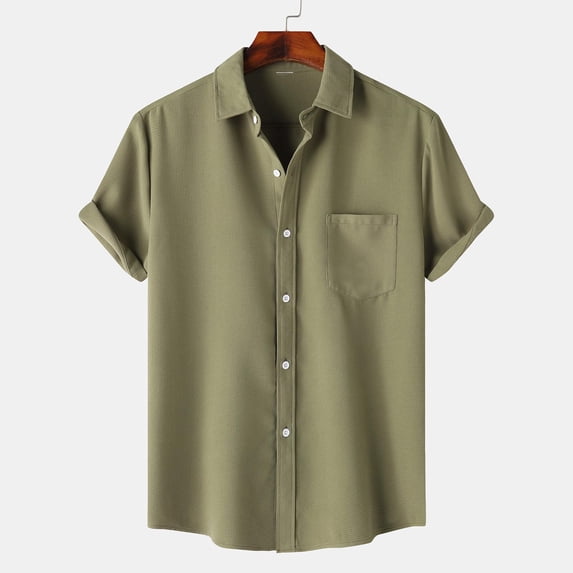 Men's Short Sleeve Shirts Casual Lightweight Turndown Collar Button Down Tops Tropical Holiday Beach Hawaiian Shirt for Men with Pocket