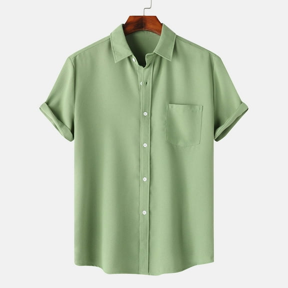 Men's Short Sleeve Shirts Casual Lightweight Turndown Collar Button Down Tops Tropical Holiday Beach Hawaiian Shirt for Men with Pocket