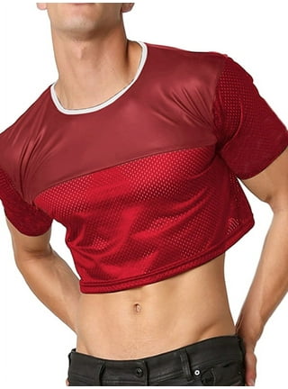 Mens Glossy Y Back Muscle Half Tank Top Vest Sport Bras T-Shirts Undershirt