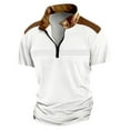 thumbnail image 1 of Men's Short Sleeve Shirts Quarter Zip Lightweight Textured Casual Golf Shirt Summer Stretchy Slim Fit Collared T Shirts, 1 of 6