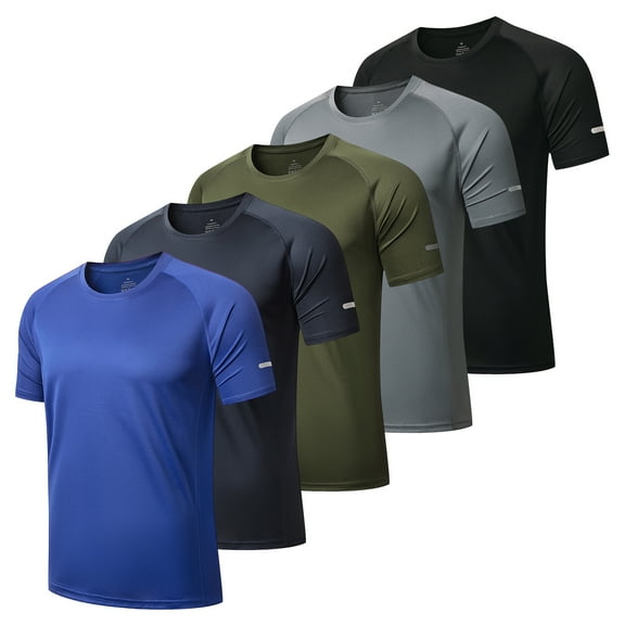 Men's Short Sleeve Shirts Summer Plain Breathable Crew Neck Reflective Design Sports Tee Top Casual Quick Drying Back To School Workout Slimming Top