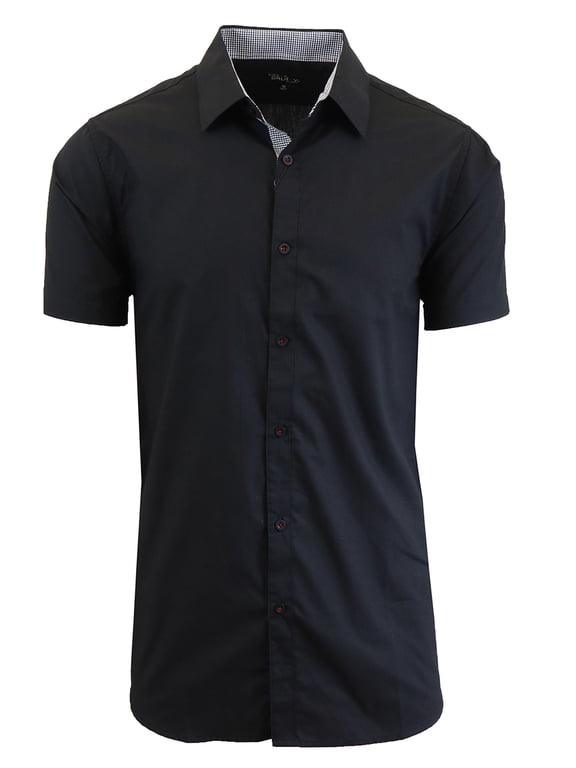 Men's Short Sleeve Slim-Fit Solid Dress Shirts